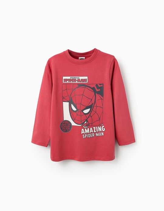 Buy Online Long Sleeve Cotton T-shirt for Boys 'Spiderman', Red