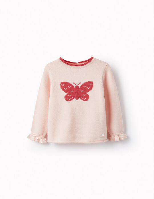 Camisola de Malha para Bebé Menina 'Butterfly', Rosa