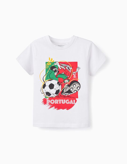 T-shirt de Algodão para Menino 'Bugs Bunny - Portugal', Branco