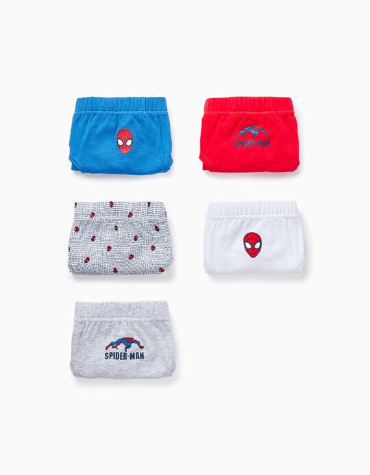 Pack of 5 Cotton Panties for Boys 'Spiderman', Multicolor