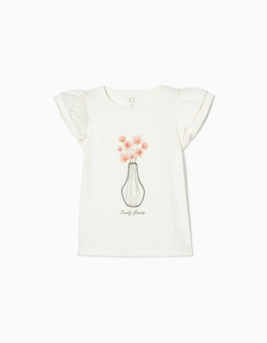 T-Shirt para Menina 'Lovely Flowers', Branco