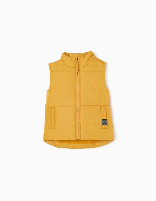 Quilted Gilet with Polar Lining for Baby Boys, Orange