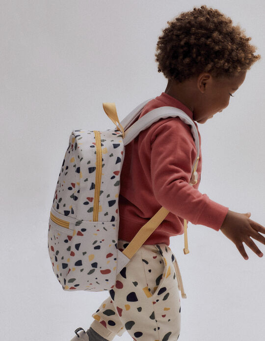 Colorful Patterned Backpack for Baby Boys, White/Yellow