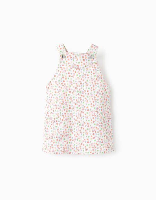 Floral Pattern Overall Dress for Baby Girls, Multicolour