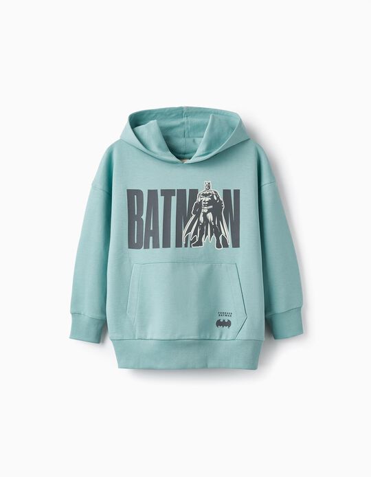 Cotton Hooded Sweatshirt for Boys 'Batman', Turquoise