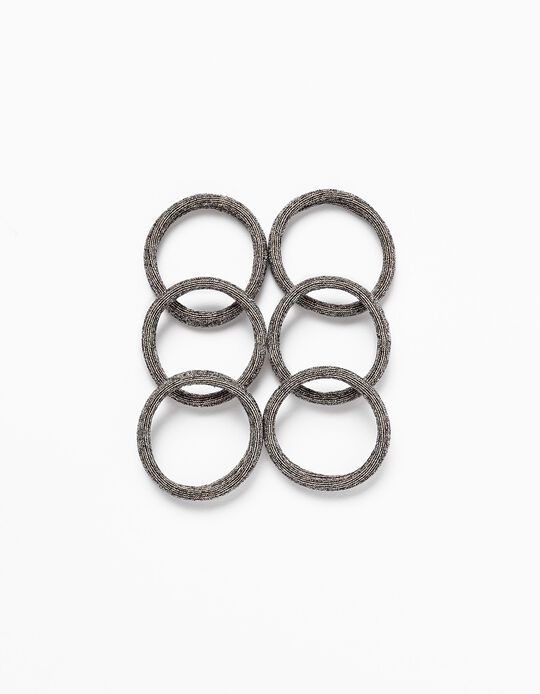 6-Pack Hair Bobbles for Babies and Girls, Grey/Gold