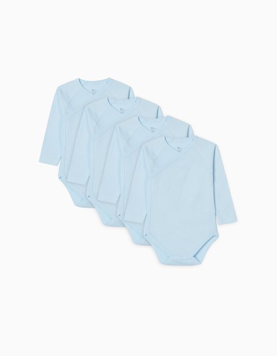 4 Crossover Bodysuits for Baby Boys, Blue