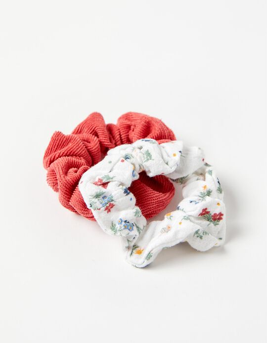 2-Pack Scrunchies for Babies and Girls, Pink/White