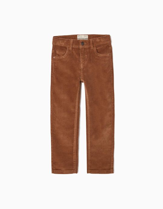 Corduroy Trousers in Cotton for Boys 'Slim Fit', Brown
