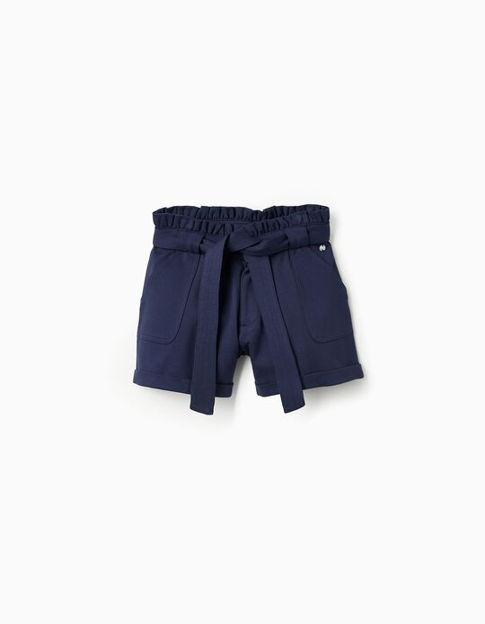 Buy Online Shorts in Ponte Roma Fabric for Girls, Dark Blue