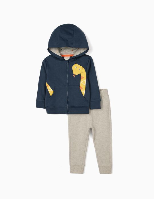 Tracksuit for Baby Boys, 'Snake' Grey/Blue