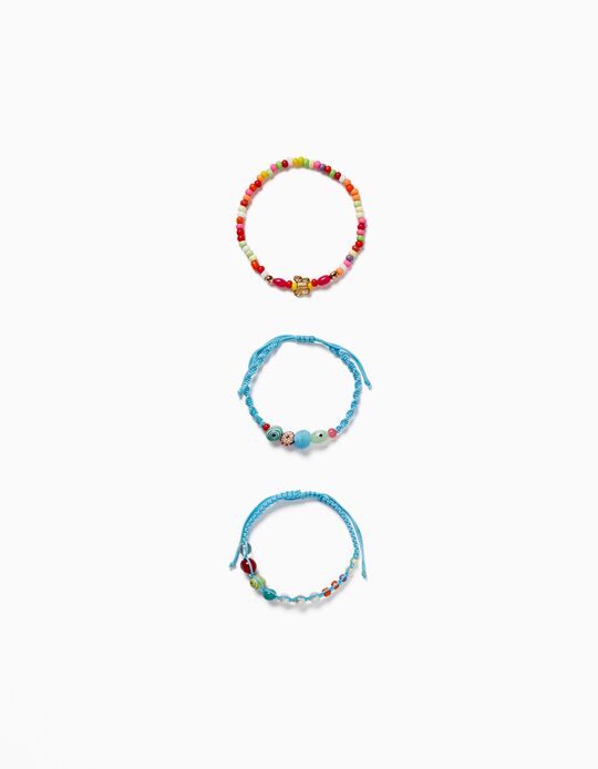 Pack Bracelets with Beads for Girls, Blue