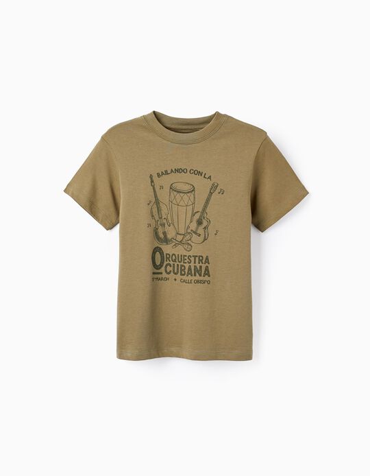 Comprar Online T-shirt de Algodão para Menino 'Bailando', Verde