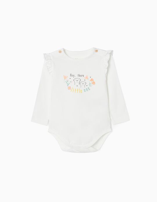Bodysuit for Newborn Baby Girls 'Little One', White