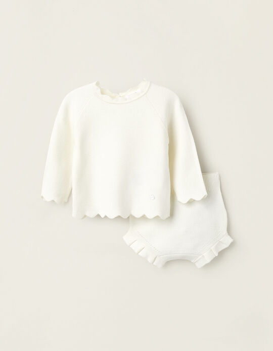 Comprar Online Camisola + Tapa-fralda de Malha para Recém-Nascida, Branco