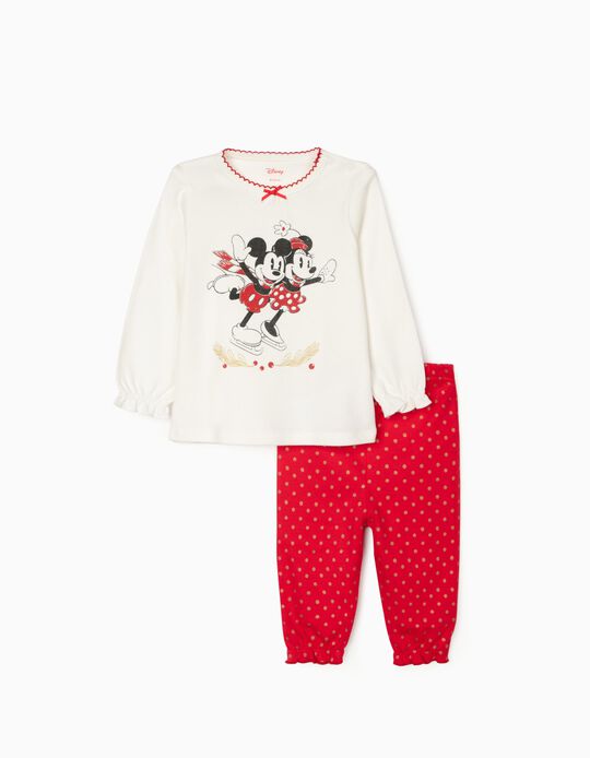 Christmas Pyjamas for Baby Girls 'Minnie', Blanc/Rouge