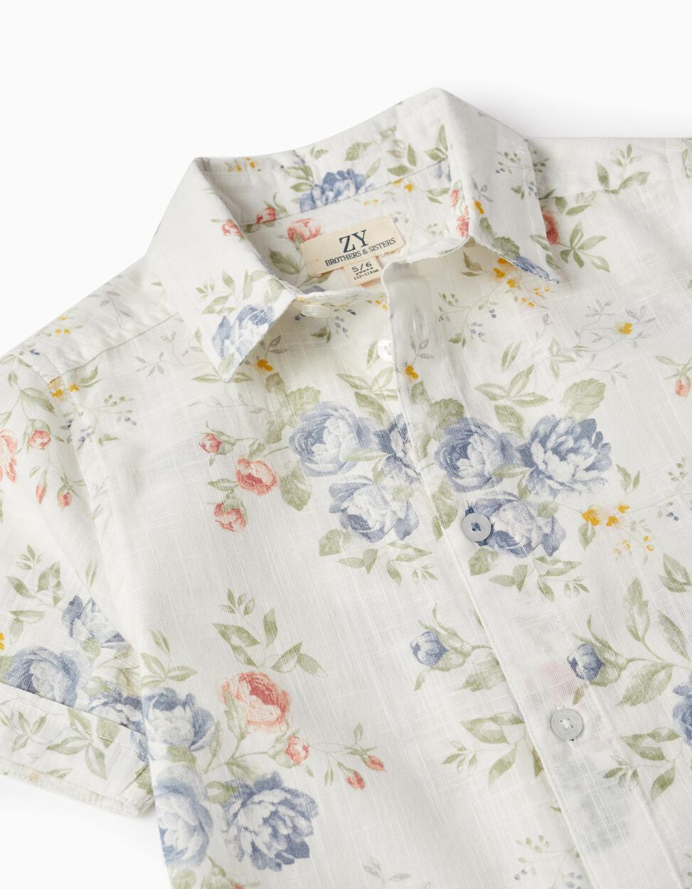 Buy Online Floral Cotton Shirt for Boys 'B&S', White