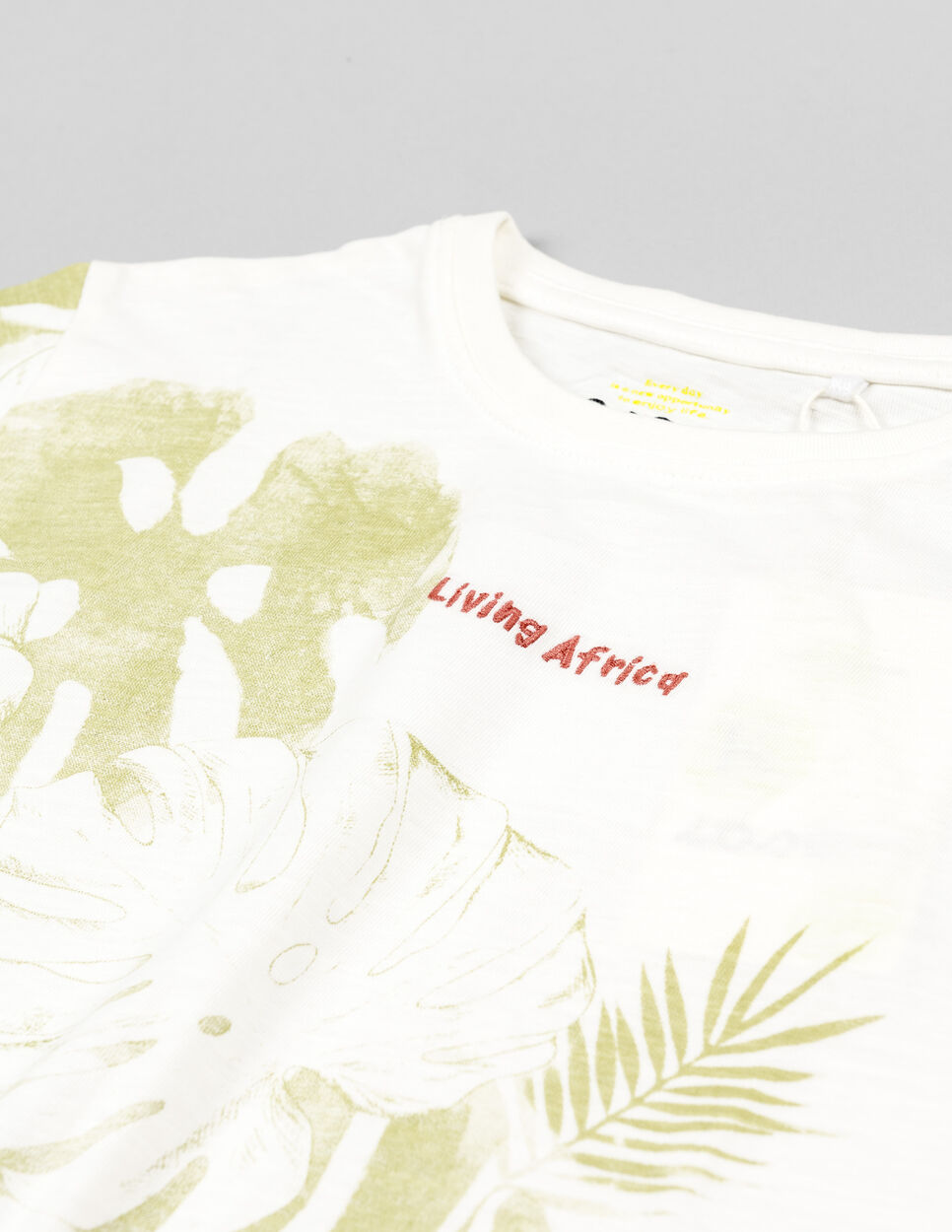 Comprar Online T-shirt de Algodão para Menino 'Living Africa', Branco/Bege