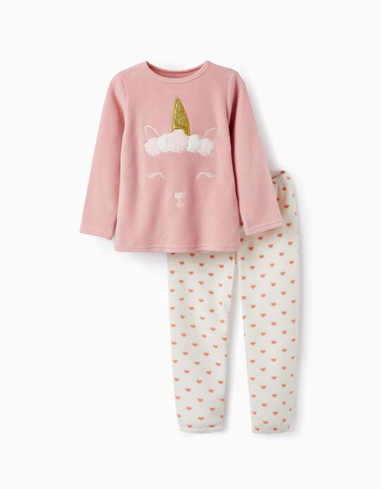 Polar Pyjama for Girls 'Llama-Unicorn', Pink/White
