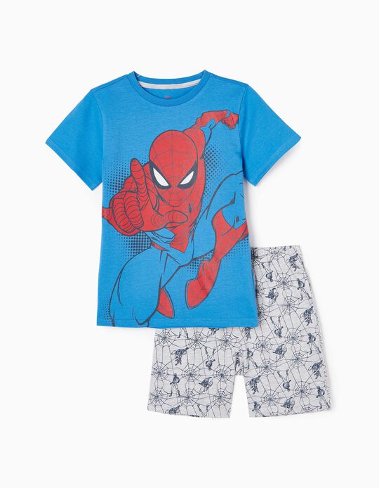 Pijama de Algodão para Menino 'Spider-Man', Azul/Cinza