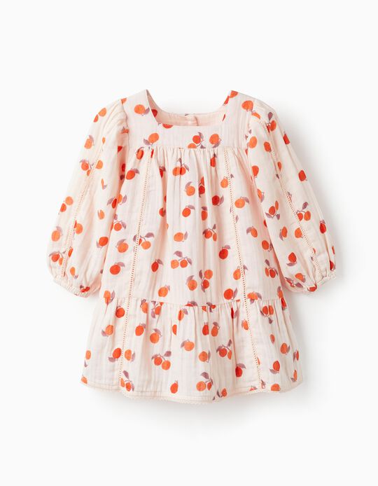 Robe en coton pour bébé fille 'Apricots', Rose clair