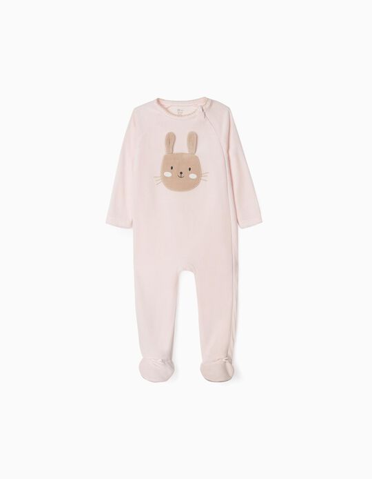 Velour sleepsuit for Baby Girls 'Bunny', Pink