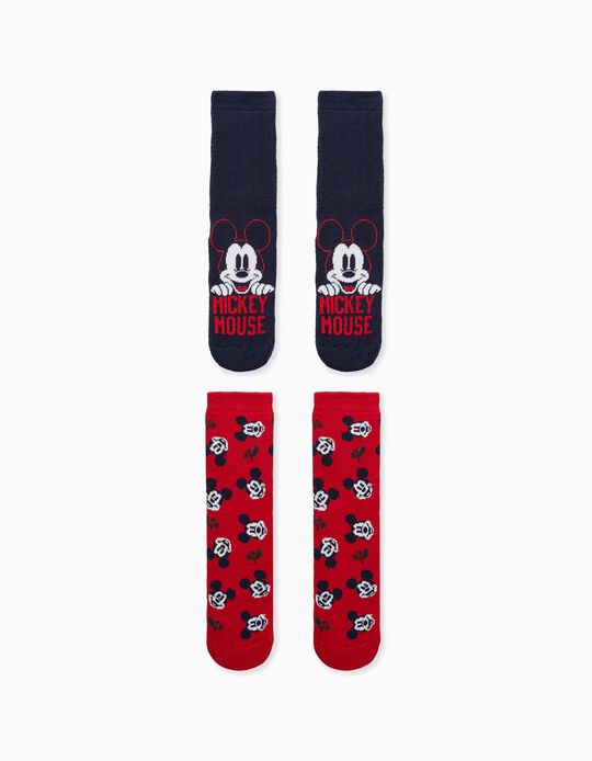 Non-slip Socks for Boys 'Mickey', Red/Dark Blue