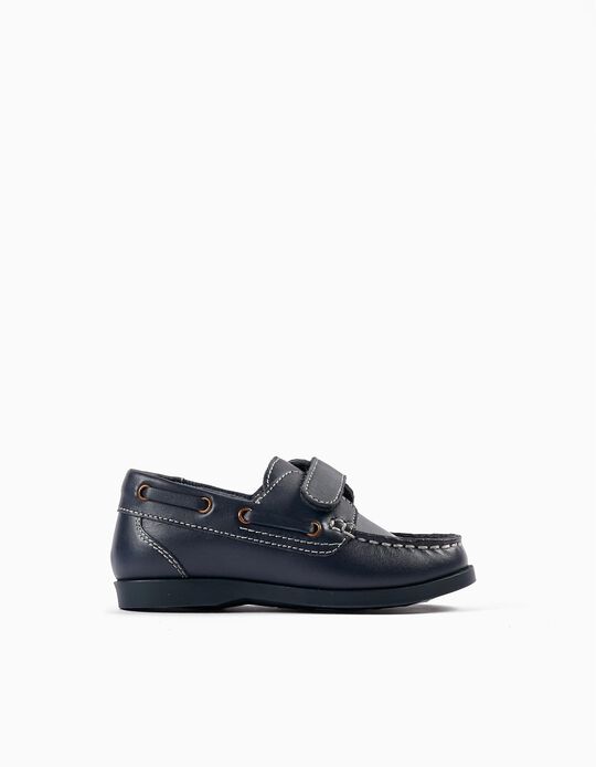 Leather Moccasins for Baby Boys, Dark Blue