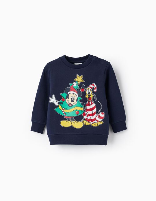 Sweat em Algodão para Bebé 'Mickey & Friends - Natal', Azul Escuro