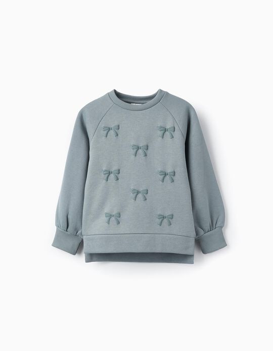 Sweatshirt for Girls 'Bows', Bluish Grey