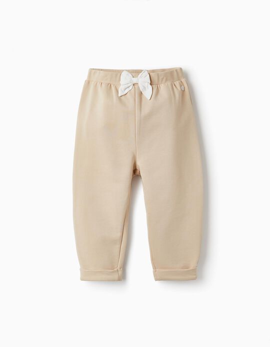 Pantalones de Algodón para Bebé Niña 'Flores', Beige