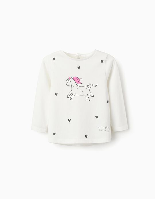 Comprar Online T-shirt de Manga Comprida para Bebé Menina 'Unicórnio', Branco