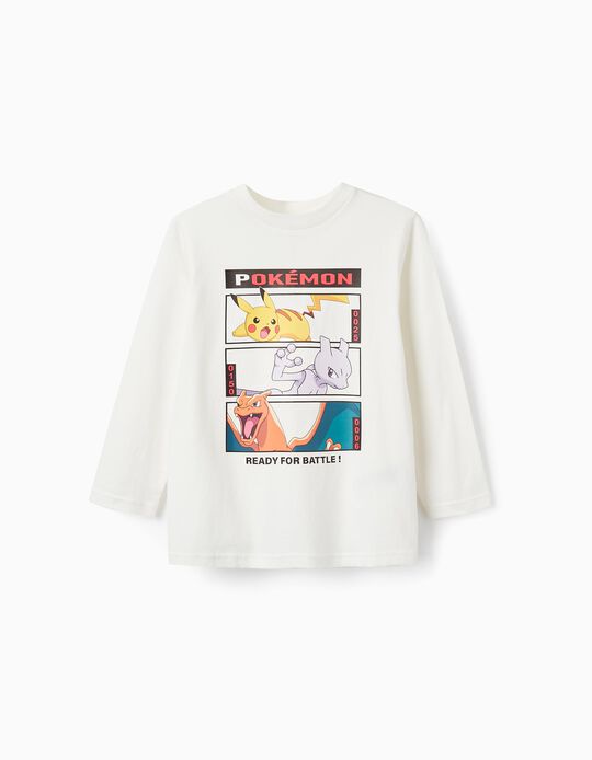 Comprar Online T-Shirt de Manga Comprida para Menino 'Pokémon', Branco