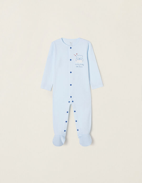 Cotton Sleepsuit for Baby Girls 'Teddy Bear', Blue