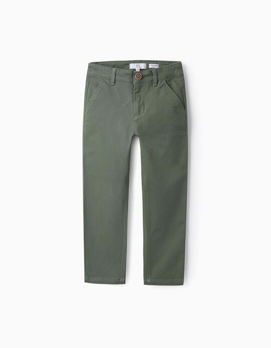 Pantalones Chino de Sarga de Algodón para Niño, Verde