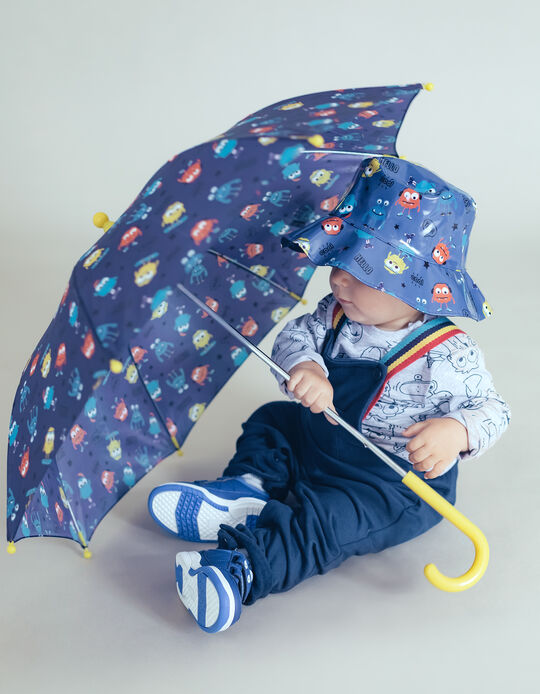 Parapluie Garçon 'Monsters', Bleu/Jaune