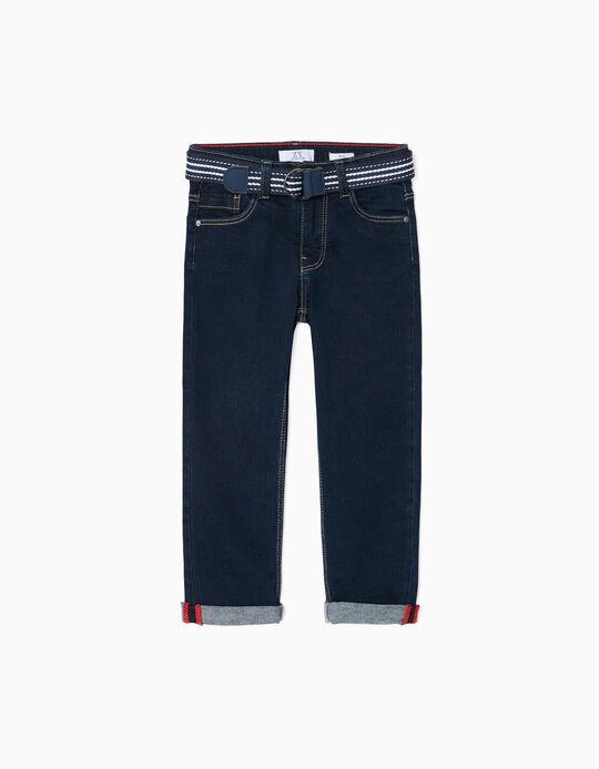 Jeans with Belt for Boys 'Straight Fit', Dark Blue