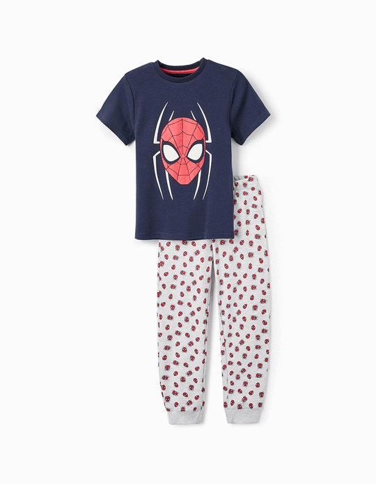 Pyjama à manches courtes pour garçon 'Spider-Man', Bleu foncé/Gris