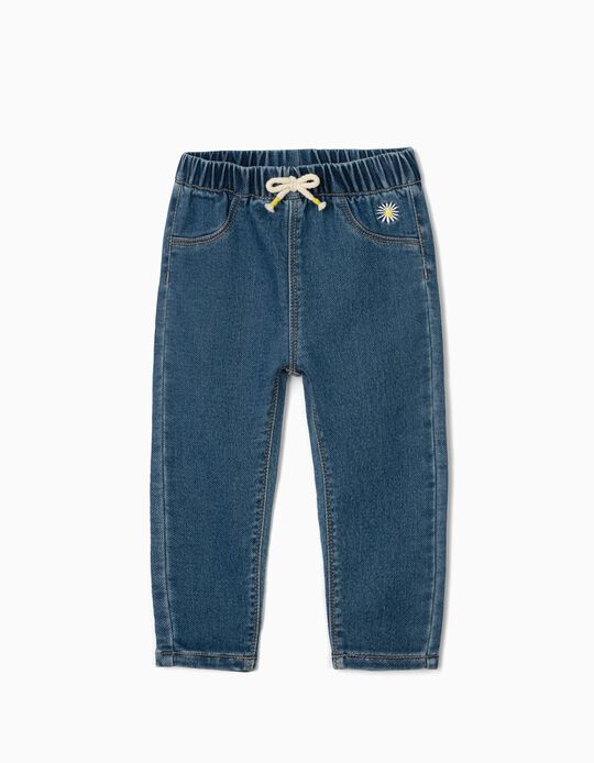 Jeggings with Embroidery for Baby Girls, 'Comfort Denim', Blue