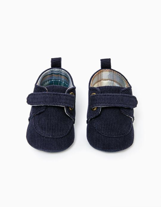 Corduroy Shoes for Newborn Baby Boys, Dark Blue