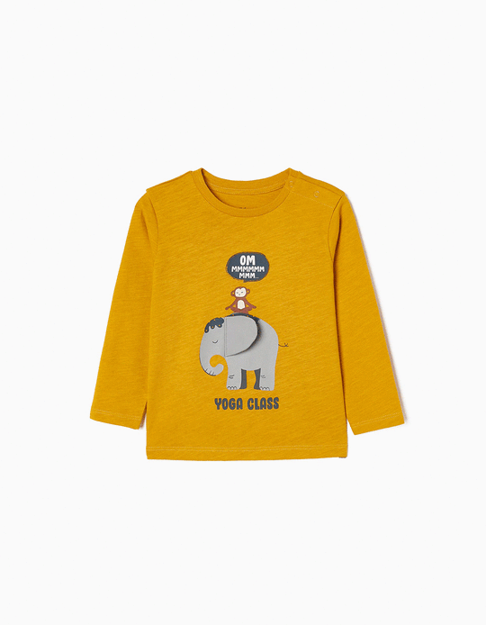 Long Sleeve Cotton T-shirt for Baby Boys 'Yoga', Yellow 