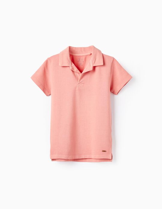 Buy Online Buttonless Cotton Polo for Boys 'B&S', Coral