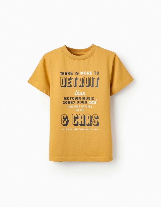 Buy Online Cotton T-shirt for Boys 'Detroit', Yellow