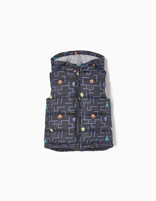 Padded Gilet with Jersey Lining for Boys, Dark/Light Grey
