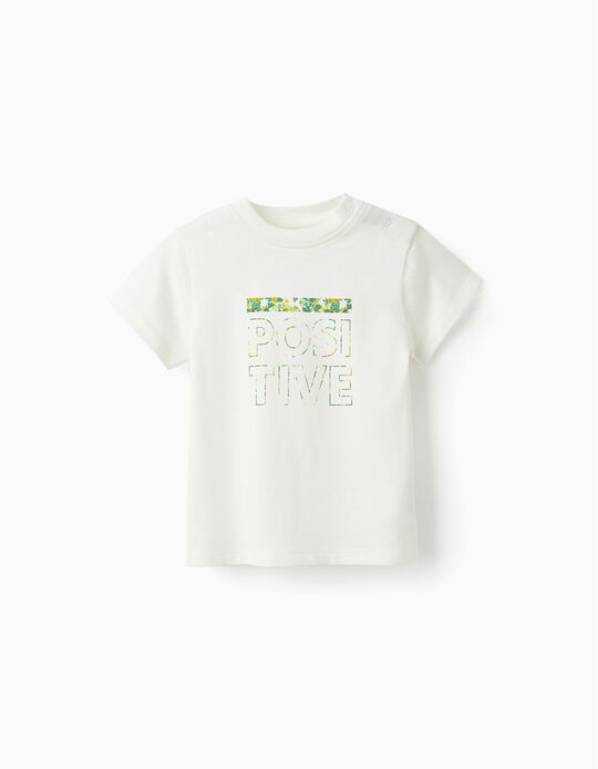 Comprar Online T-Shirt em Algodão para Bebé Menino 'Positive', Branco