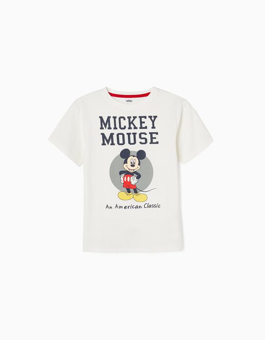 T-shirt em Algodão para Menino 'Mickey', Branco