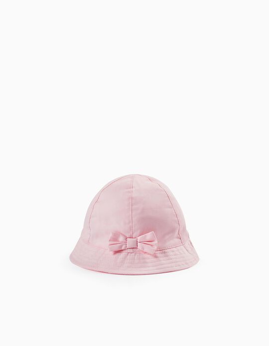 Twill Hat with Bow for Girls, Light Pink