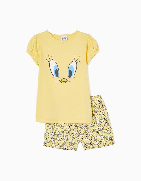 Pijama em Algodão para Menina 'Tweety', Amarelo