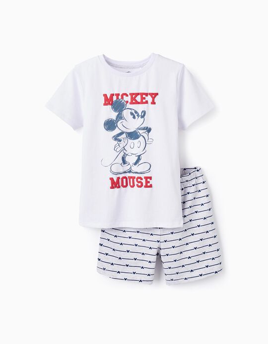Pijama de Algodão para Menino 'Mickey', Branco/Cinza