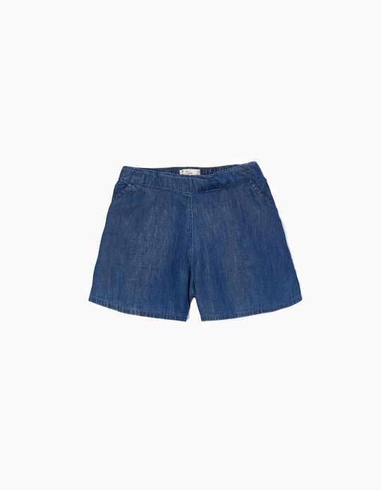 Cotton Denim Shorts for Girls, Dark Blue